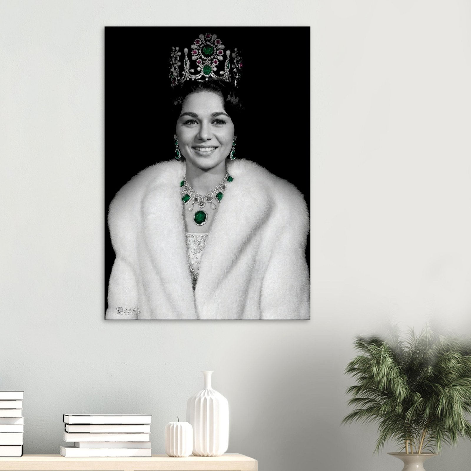 Farah Pahlavi crown portrait canvas from the Shahanshah Art collection