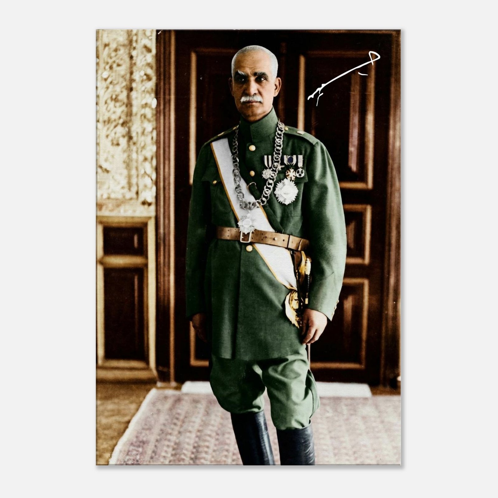 Reza Shah Pahlavi portrait displayed as a contemporary canvas wall art print