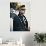 Artistic Modern Portrait of Mohammad Reza Shah in Military Uniform – Creative Canvas Wall Art