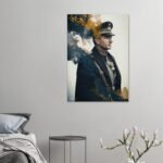 Artistic Modern Portrait of Mohammad Reza Shah in Military Uniform – Creative Canvas Wall Art — detail 3