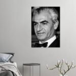 Classic Black and White Portrait of Mohammad Reza Shah in a Tuxedo – Luxury Persian Decor — detail 3