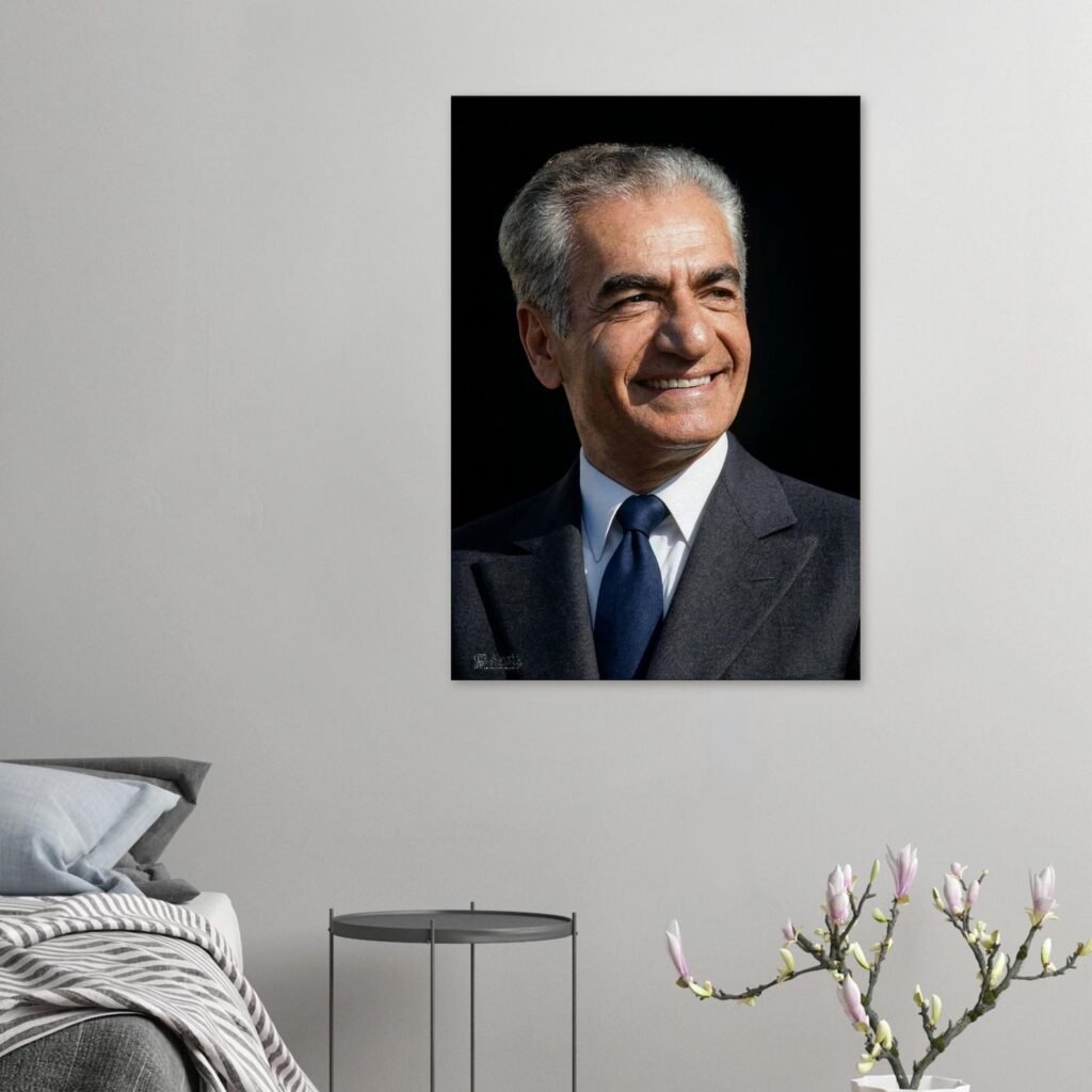 Classic Portrait of Mohammad Reza Shah Pahlavi – Fine Historical Canvas Wall Art — detail 2
