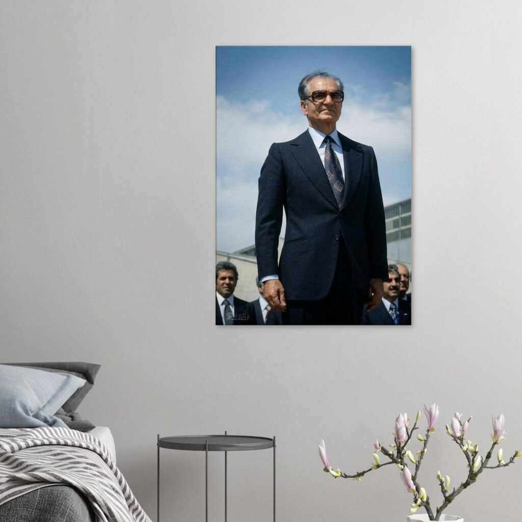 Classic Style of Mohammad Reza Shah Pahlavi in a Suit – Luxury Canvas Wall Art — detail 2