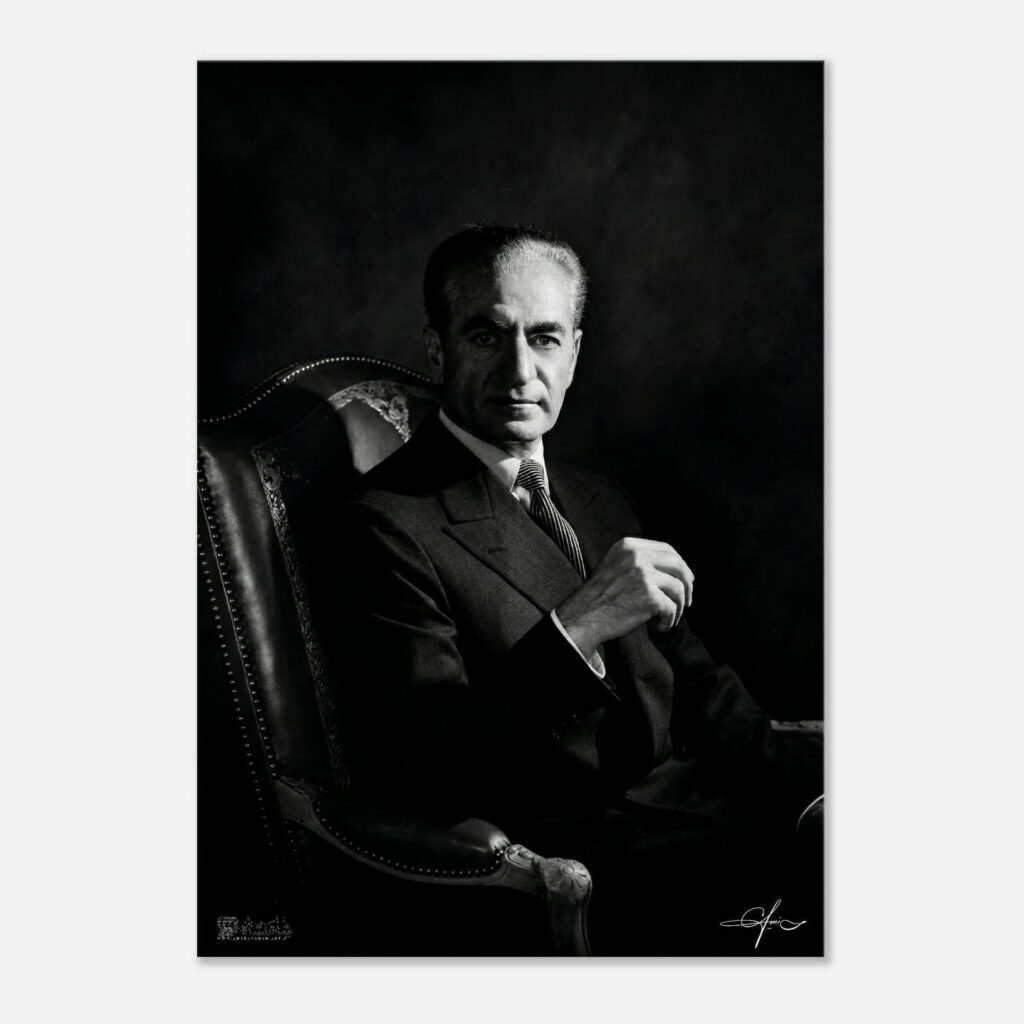 Classic Style of Mohammad Reza Shah Pahlavi in a Suit – Luxury Canvas Wall Art — detail 2