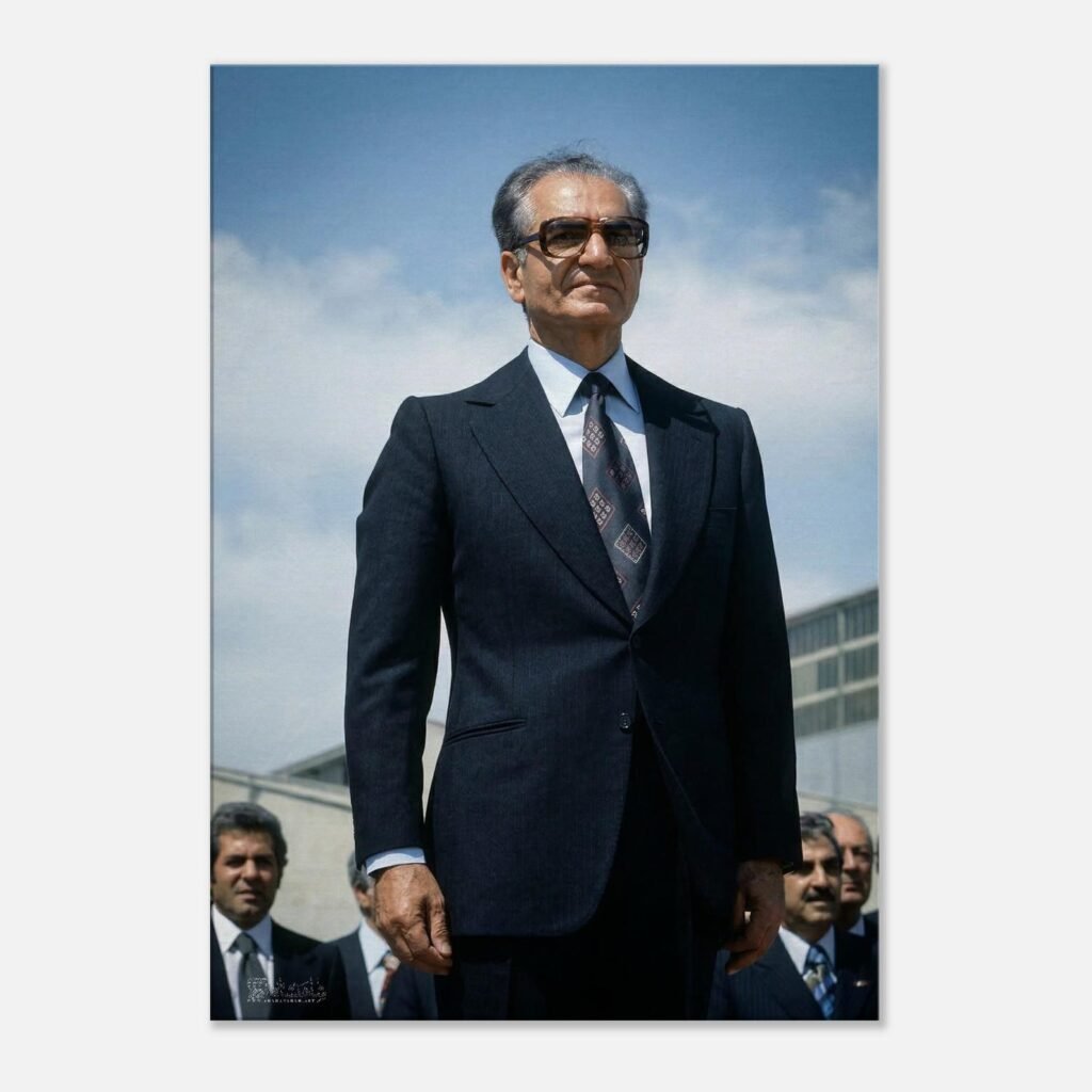 Classic Style of Mohammad Reza Shah Pahlavi in a Suit – Luxury Canvas Wall Art — detail 3