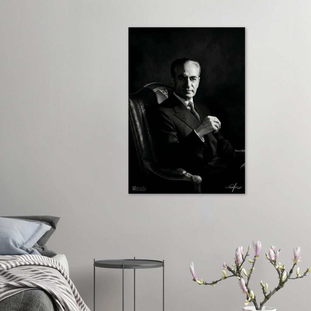 Classic Style of Mohammad Reza Shah Pahlavi in a Suit – Luxury Canvas Wall Art — detail 3