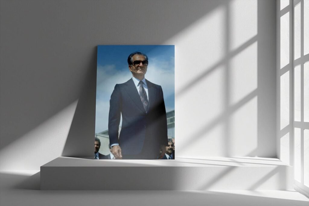 Classic Style of Mohammad Reza Shah Pahlavi in a Suit – Luxury Canvas Wall Art — detail 4