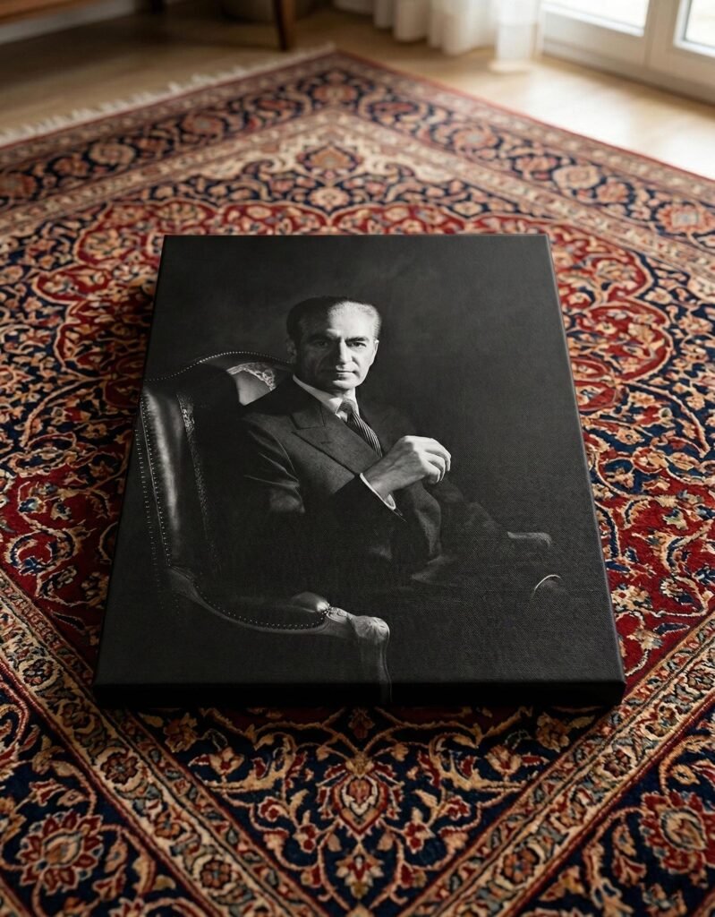 Classic Style of Mohammad Reza Shah Pahlavi in a Suit – Luxury Canvas Wall Art — detail 4