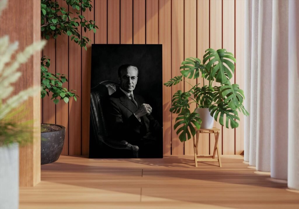 Classic Style of Mohammad Reza Shah Pahlavi in a Suit – Luxury Canvas Wall Art — detail 5