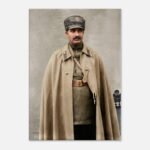 Commanding Portrait of Reza Shah Pahlavi in Military Uniform – Historical Canvas Wall Art — detail 2