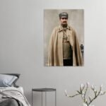 Commanding Portrait of Reza Shah Pahlavi in Military Uniform – Historical Canvas Wall Art — detail 3