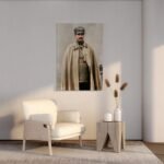 Commanding Portrait of Reza Shah Pahlavi in Military Uniform – Historical Canvas Wall Art — detail 4