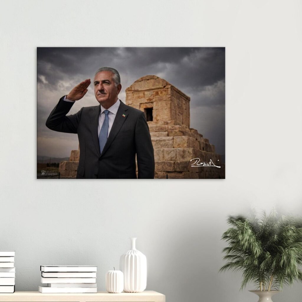 Crown Prince Reza Pahlavi Pasargadae Canvas Wall Art – Persian Historic Decor