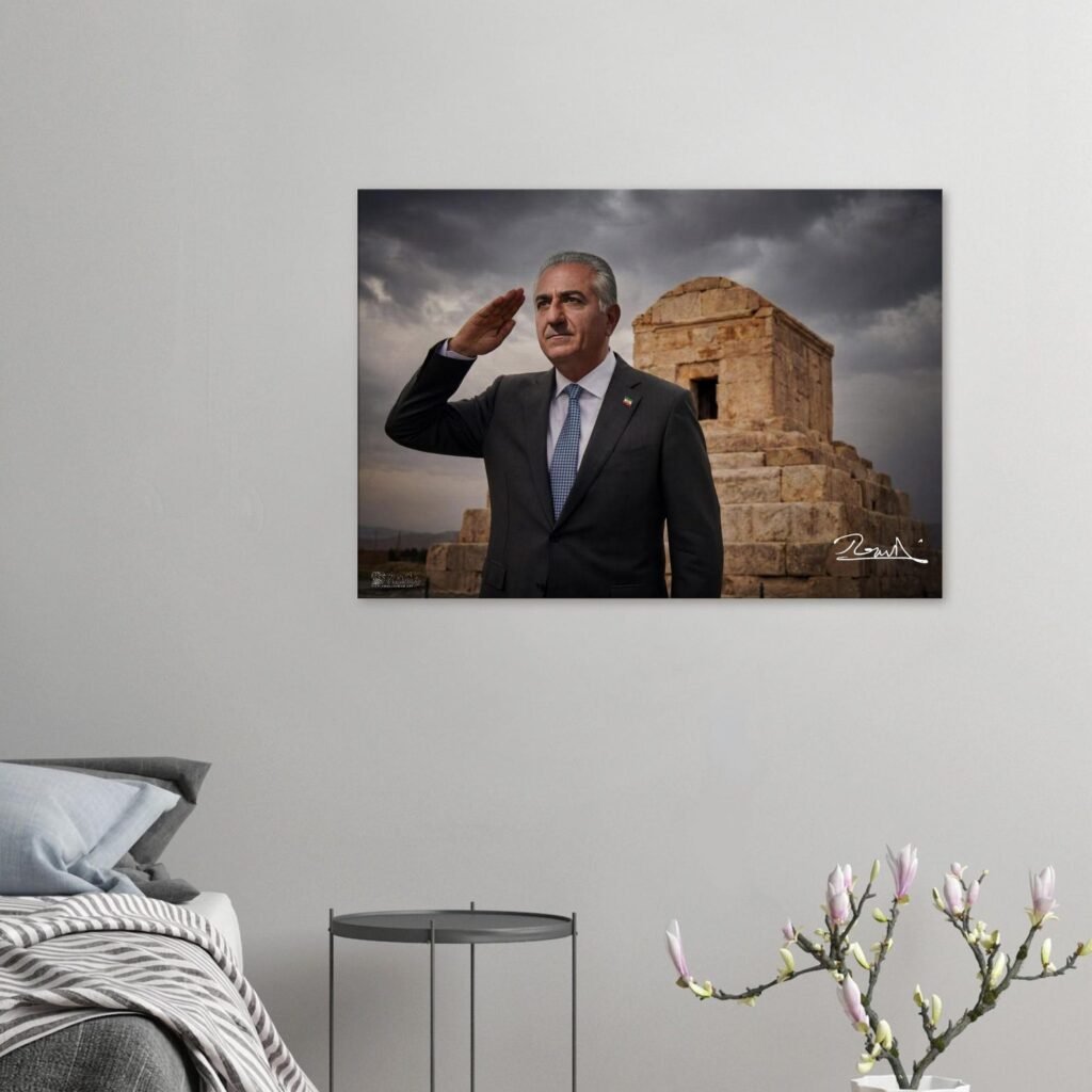Crown Prince Reza Pahlavi Pasargadae Canvas Wall Art – Persian Historic Decor — detail 4