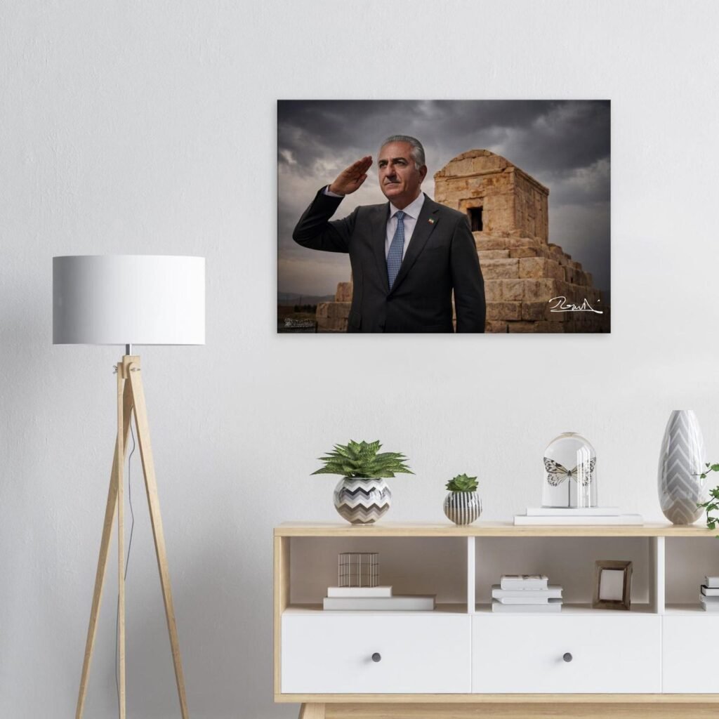 Crown Prince Reza Pahlavi Pasargadae Canvas Wall Art – Persian Historic Decor — detail 5