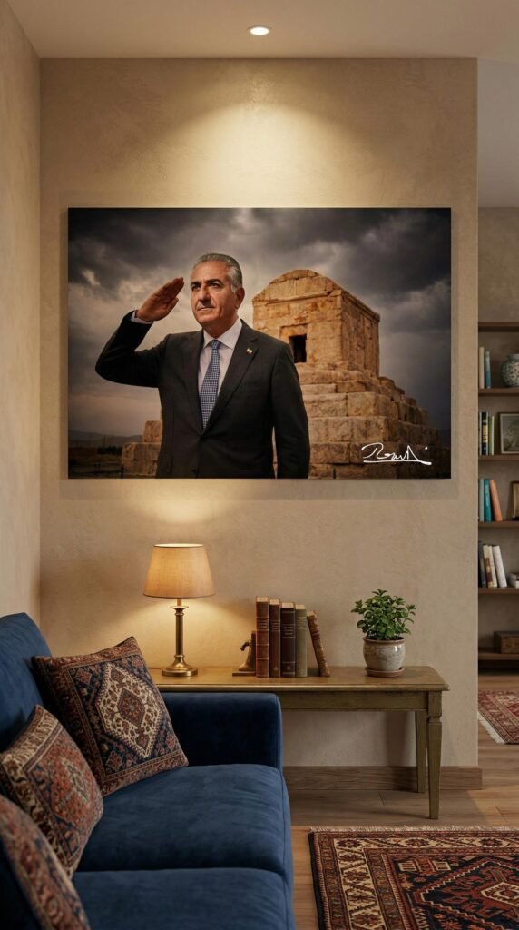 Crown Prince Reza Pahlavi Pasargadae Canvas Wall Art – Persian Historic Decor — detail 6