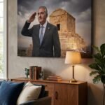 Crown Prince Reza Pahlavi Pasargadae Canvas Wall Art – Persian Historic Decor — detail 7