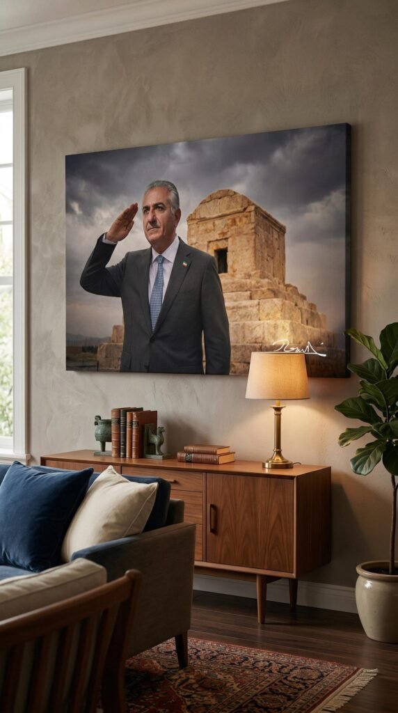 Crown Prince Reza Pahlavi Pasargadae Canvas Wall Art – Persian Historic Decor — detail 7