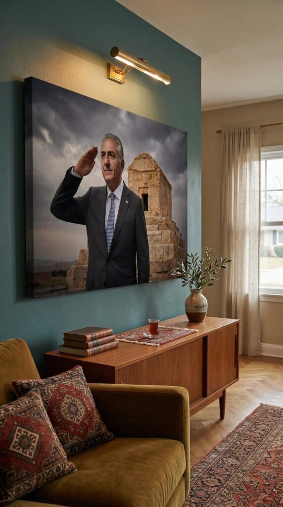 Crown Prince Reza Pahlavi Pasargadae Canvas Wall Art – Persian Historic Decor — detail 8