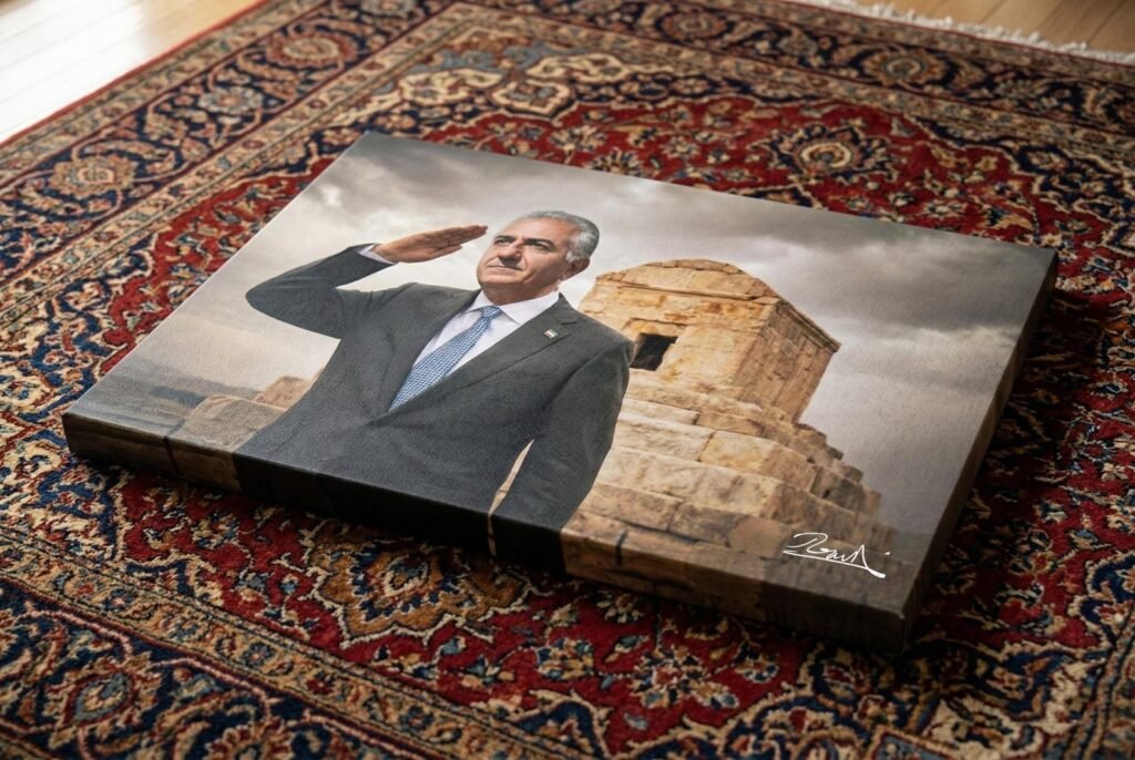 Crown Prince Reza Pahlavi Pasargadae Canvas Wall Art – Persian Historic Decor — detail 9