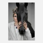 Empress Black Steed Canvas Art – Surreal Royal Portrait Wall Art — detail 2