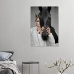 Empress Black Steed Canvas Art – Surreal Royal Portrait Wall Art — detail 3