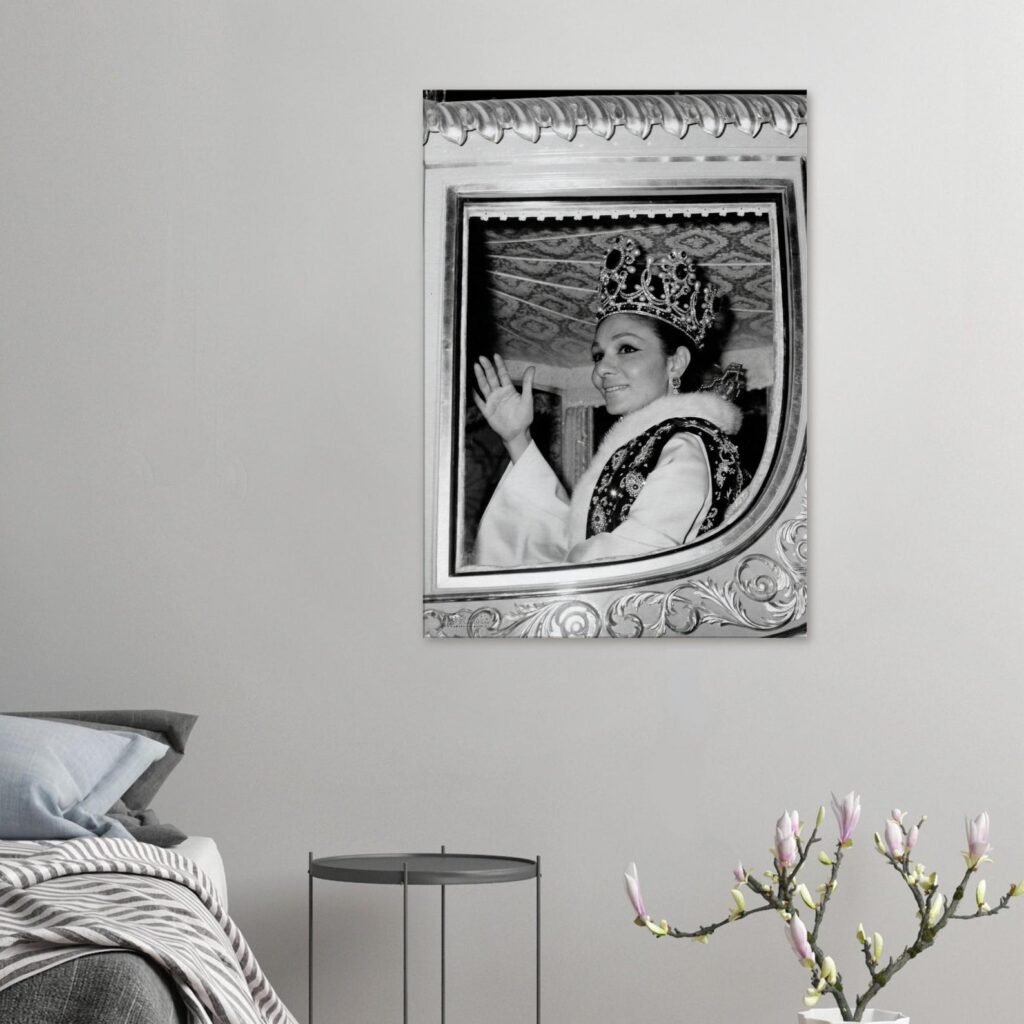 Empress Farah Pahlavi in the Royal Carriage – Historic Coronation Canvas Art — detail 2