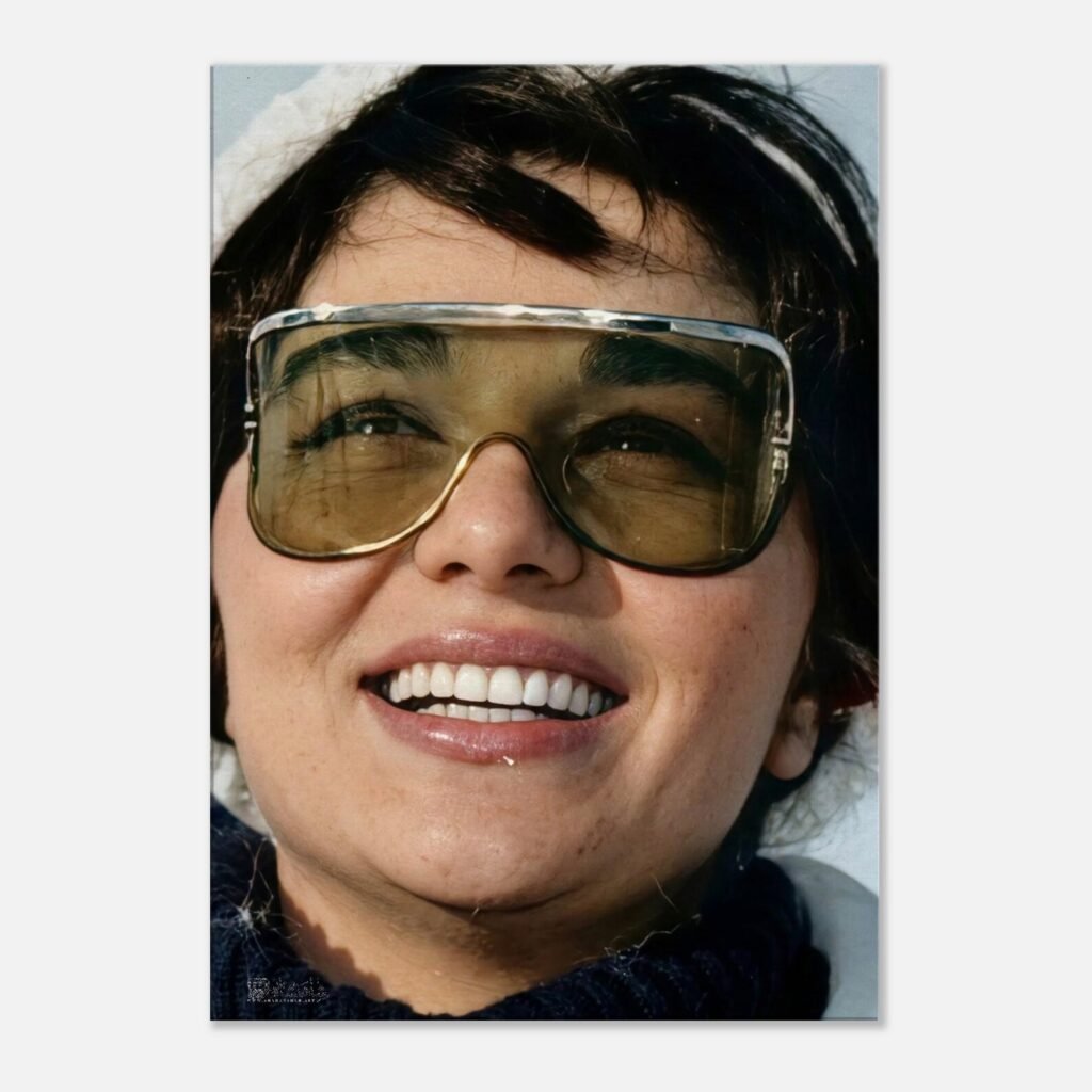 Empress Farah Pahlavi in Winter Fashion – 1970s Portrait Canvas — detail 2