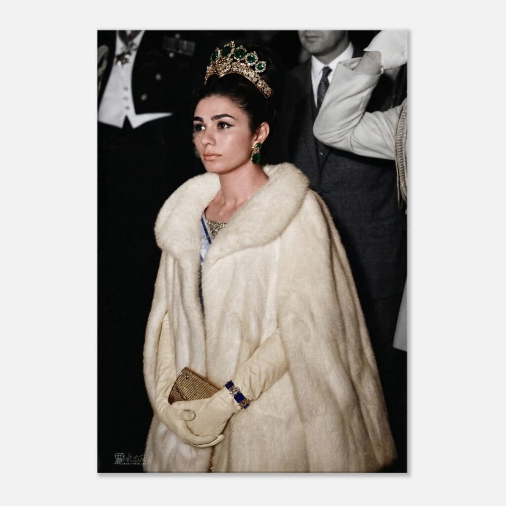 Empress Farah Pahlavi – Royal Elegance Canvas Portrait — detail 2