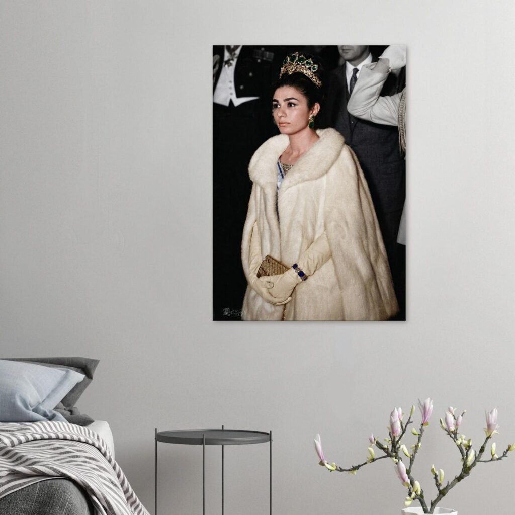 Empress Farah Pahlavi – Royal Elegance Canvas Portrait — detail 3