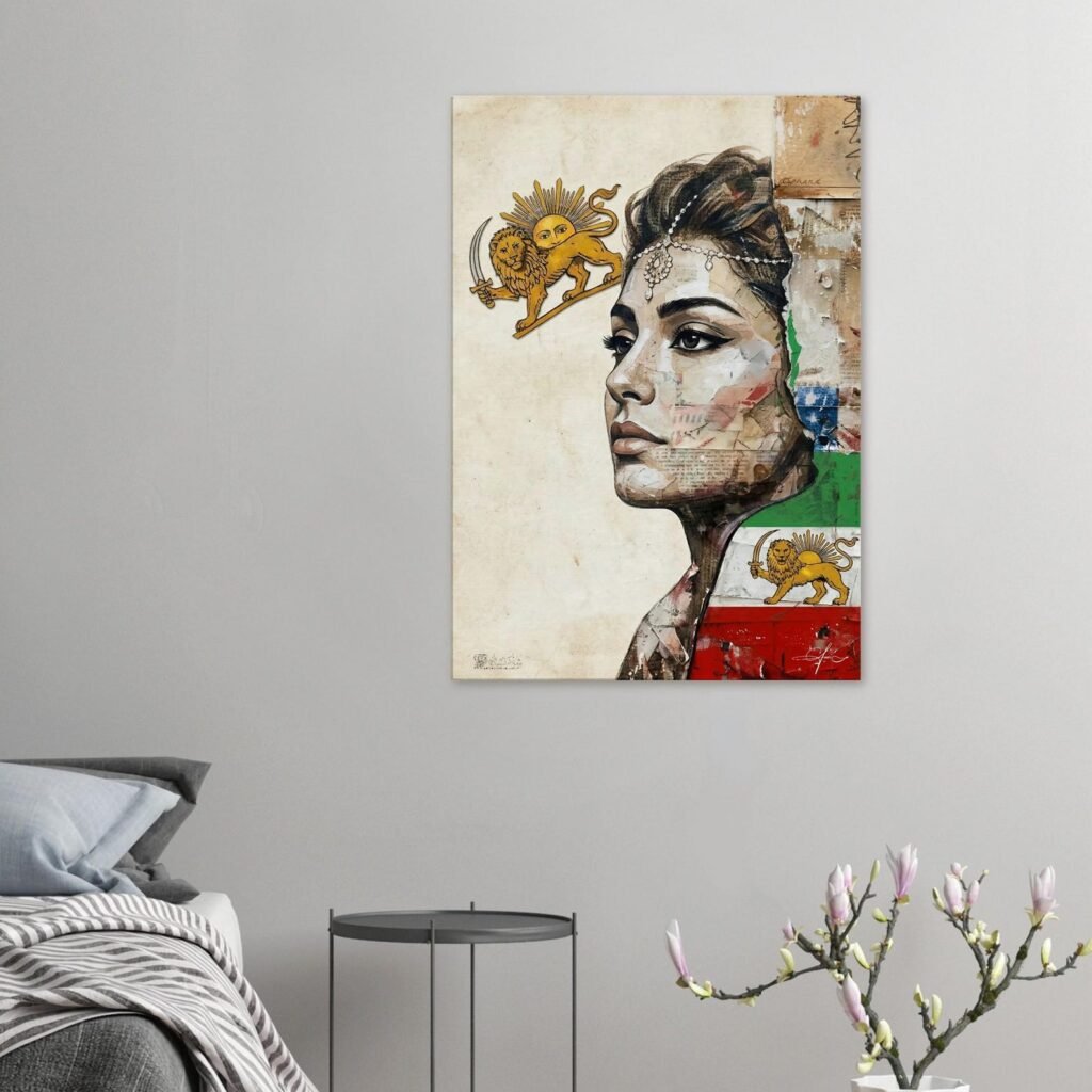 Girl and the Lion & Sun Flag Canvas Wall Art – Contemporary Canvas Print — detail 2