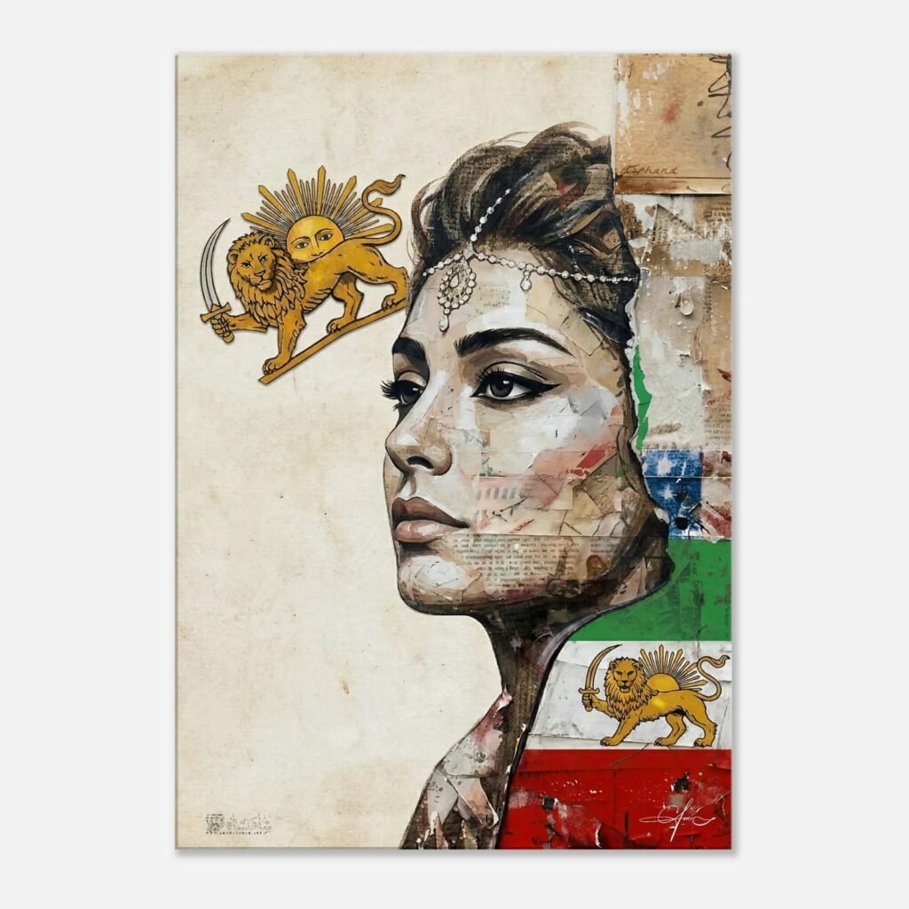 Girl and the Lion & Sun Flag Canvas Wall Art – Contemporary Canvas Print — detail 3