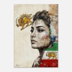 Girl and the Lion & Sun Flag Canvas Wall Art – Contemporary Canvas Print — detail 3