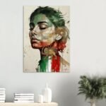 Girl with Lion Sun Flag Canvas Art – Persian Royal Historic Decor