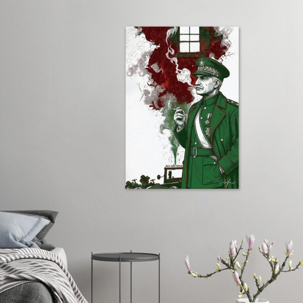 Graphic Art Canvas – Portrait of Reza Shah Pahlavi in Military Attire — detail 3