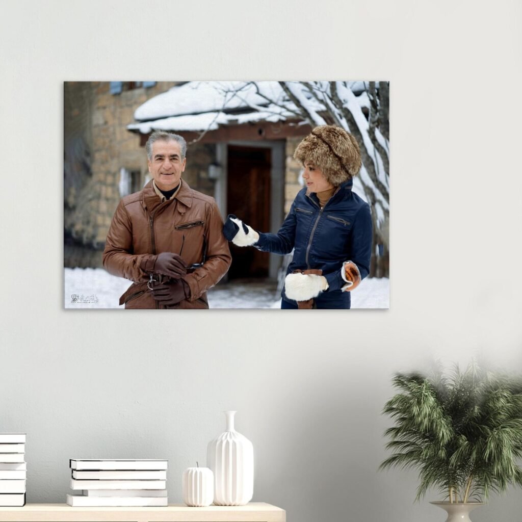 Historical Photography Canvas – Winter Vacations of Mohammad Reza Shah and Empress Farah