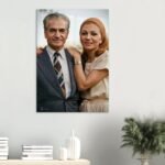 Intimate Double Portrait of Mohammad Reza Shah and Empress Farah – Elegant Canvas Wall Art