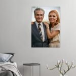 Intimate Double Portrait of Mohammad Reza Shah and Empress Farah – Elegant Canvas Wall Art — detail 3