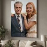 Intimate Double Portrait of Mohammad Reza Shah and Empress Farah – Elegant Canvas Wall Art — detail 5