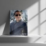 Luxury Winter Portrait of Mohammad Reza Shah in Snowy Mountains – Modern Canvas Wall Art — detail 4
