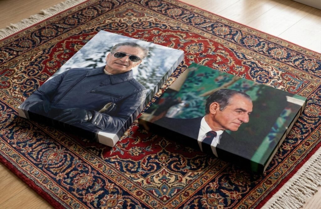 Luxury Winter Portrait of Mohammad Reza Shah in Snowy Mountains – Modern Canvas Wall Art — detail 5