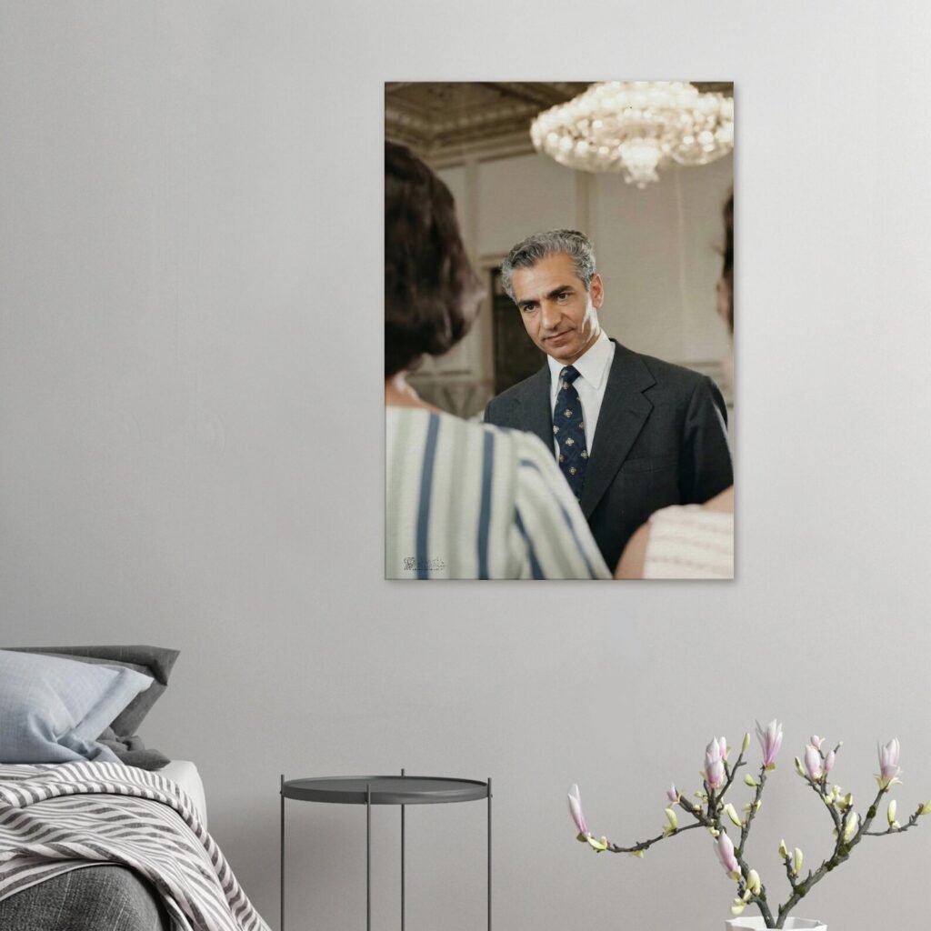 Mohammad Reza Pahlavi Canvas Print – Persian Royal Portrait Wall Art — detail 2