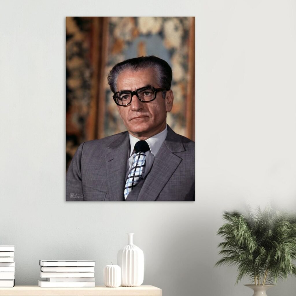 Mohammad Reza Pahlavi Formal Portrait Canvas Wall Art – Persian Royal Decor