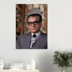 Mohammad Reza Pahlavi Formal Portrait Canvas Wall Art – Persian Royal Decor