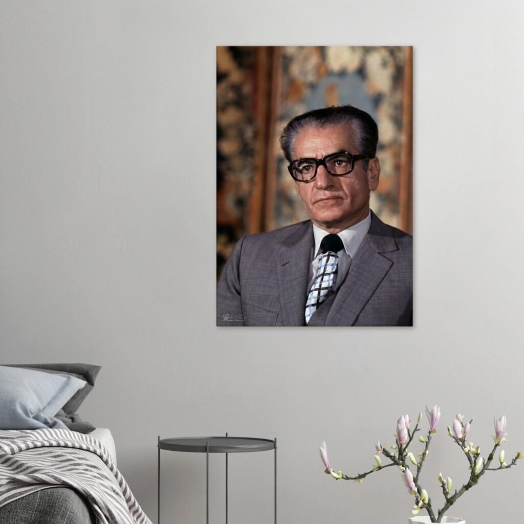 Mohammad Reza Pahlavi Formal Portrait Canvas Wall Art – Persian Royal Decor — detail 3