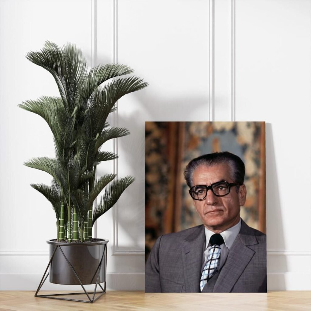 Mohammad Reza Pahlavi Formal Portrait Canvas Wall Art – Persian Royal Decor — detail 4