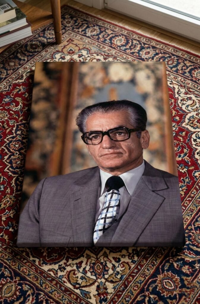 Mohammad Reza Pahlavi Formal Portrait Canvas Wall Art – Persian Royal Decor — detail 5