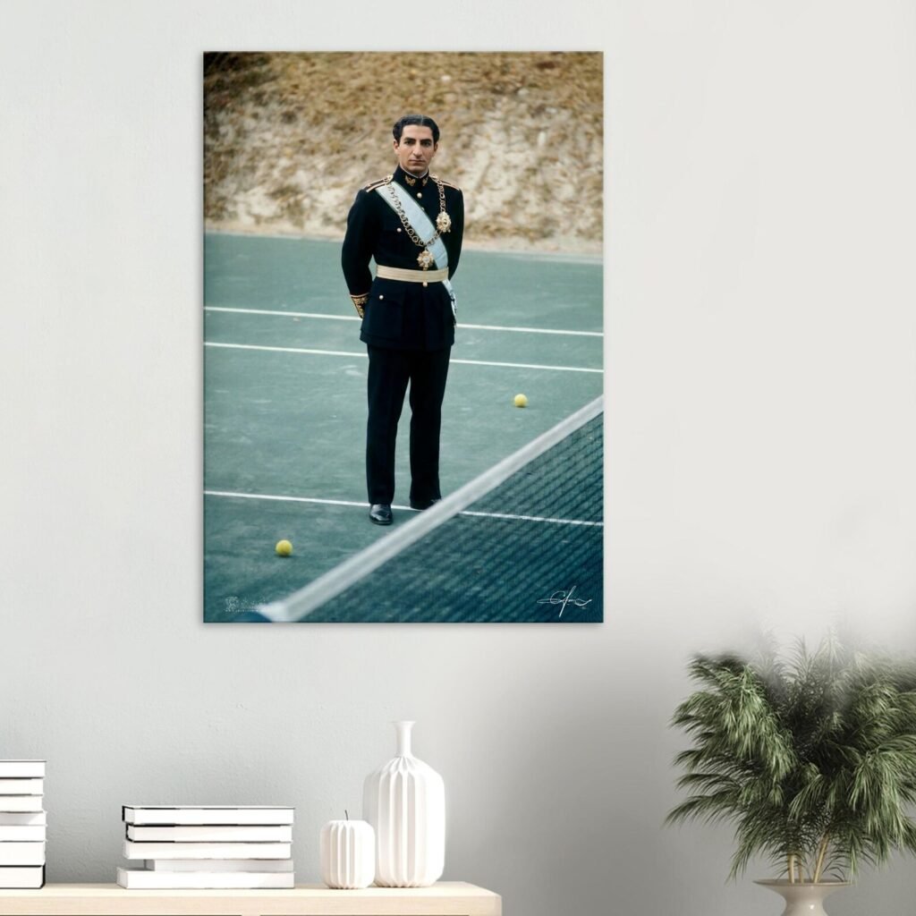 Mohammad Reza Pahlavi Military Portrait Canvas Art – Persian Royal Decor
