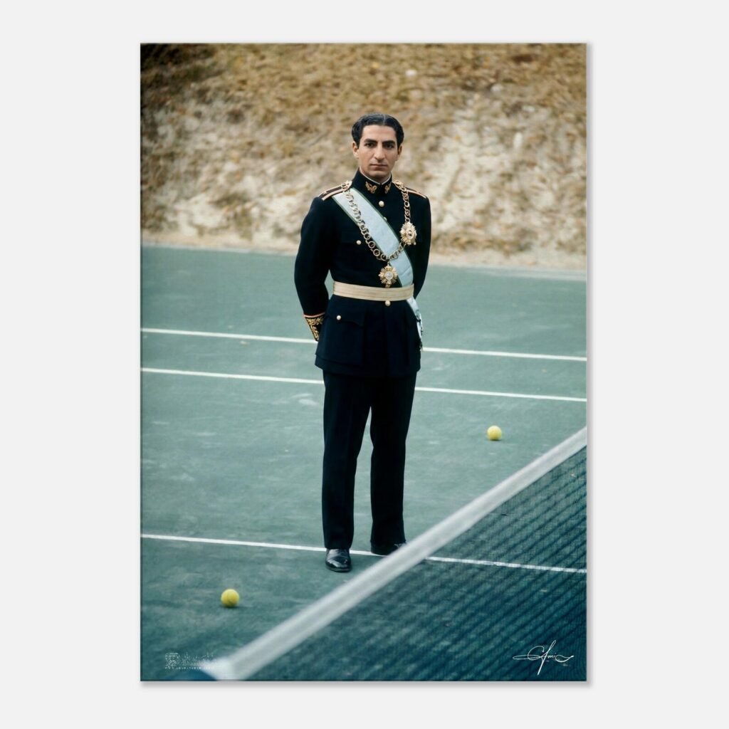 Mohammad Reza Pahlavi Military Portrait Canvas Art – Persian Royal Decor — detail 2