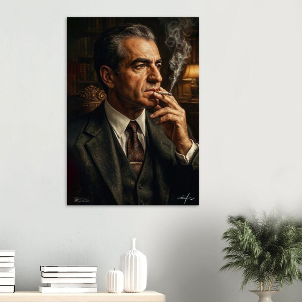 Mohammad Reza Pahlavi Portrait Canvas Print – Persian Royal Historic Decor
